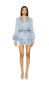 Hemant & Nandita Romper With Tie Belt In Powder Blue In Blue