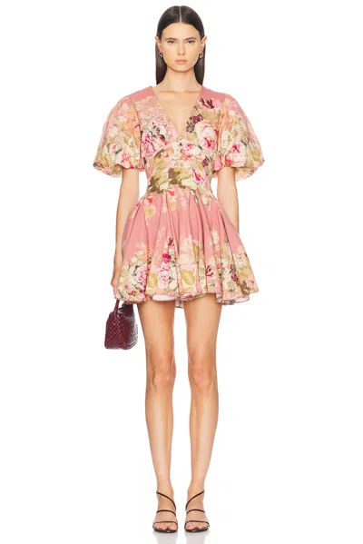 Hemant & Nandita Sama Short Dress In Peach Floral