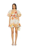 Hemant & Nandita Saba Short Dress In Ivory Floral In Multi