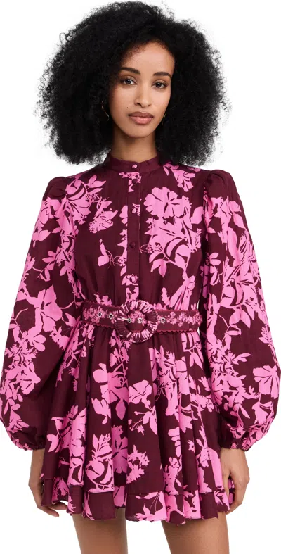 Hemant & Nandita Short Dress With Belt Black Magenta