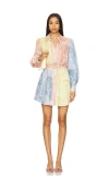 Hemant & Nandita Paisley-print Belted Shirt Dress In Blush,baby Blue