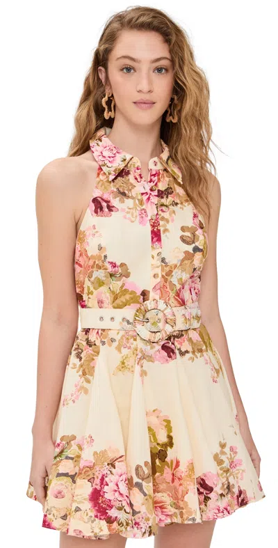 Hemant & Nandita Short Dress With Buckle Belt Ivory Mix