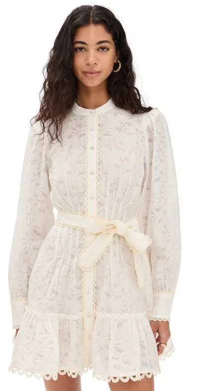 Hemant & Nandita Short Dress With Handcrafted Button And Tie Belt White