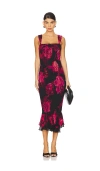 Hemant & Nandita Smocked Midi Dress In Rose