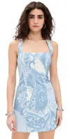 Hemant & Nandita Fiza Square Neck Mini Dress In Powder Blue
