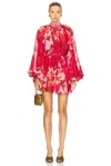 Hemant & Nandita Tuhi Belt Short Dress In Burgundy Mix