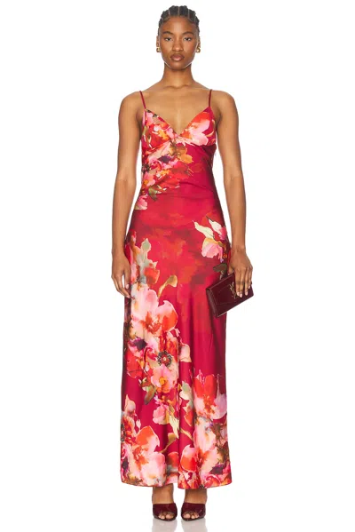 Hemant & Nandita Tuhi Maxi Dress In Burgundy Mix