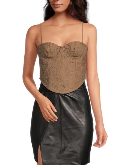 Hemant & Nandita Women's Cutwork Corset Top In Brown