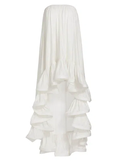 Hemant & Nandita Women's Jacquard Ruffled High-low Dress In White