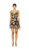 Hemant & Nandita X Revolve Short Dress With Hand Crafted Button With And Belt In 黑色印花