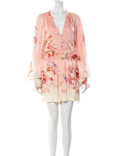 Pre-owned Hemanta & Nandita Floral Print Off-the-shoulder Jumpsuit In Pink