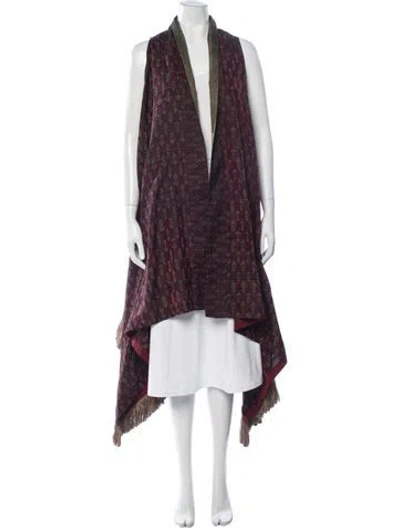 Pre-owned Hemanta & Nandita Patterned Poncho In Burgundy