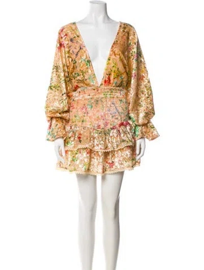 Pre-owned Hemanta & Nandita Printed Pleated Accents Skirt Set W/ Tags