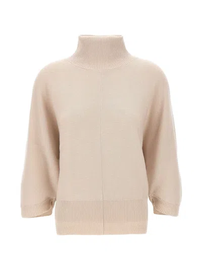 Hemisphere Batwing-sleeve High-neck Sweater In Neutral