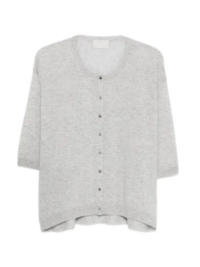 Hemisphere Buttoned Cardigan In Gray