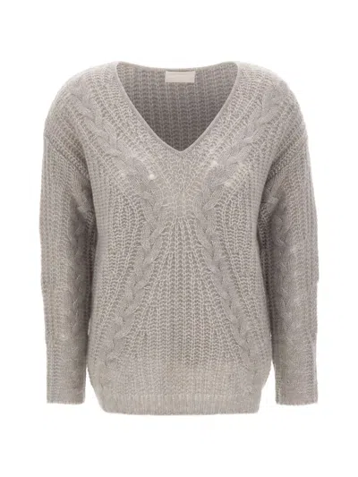 Hemisphere Cable-knit Open-knit Sweater In Gray