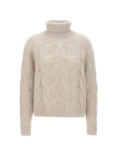 Hemisphere Cable-knit Turtleneck Sweater In Neutral
