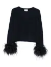 Hemisphere Feather-trim Sweater In Black