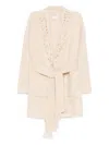 Hemisphere Fringed Belted Jacket In Neutral