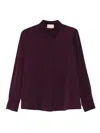 Hemisphere Long-sleeved Collared Blouse In Purple
