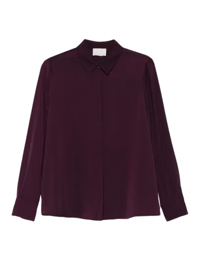 Hemisphere Long-sleeved Collared Blouse In Purple