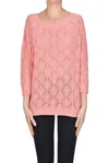 Hemisphere Open Knit Pullover In Salmon