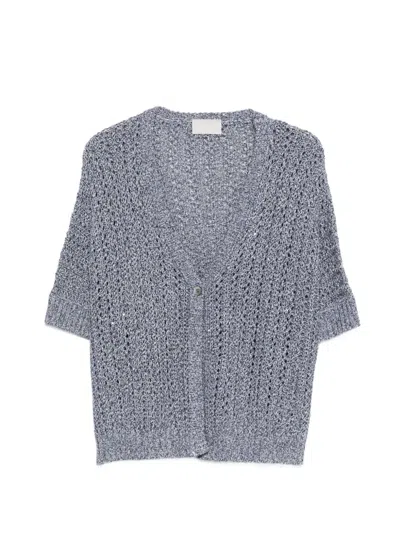 Hemisphere Open-knit Cardigan In Gray