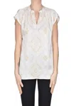 Hemisphere Printed Silk Blouse In Beige
