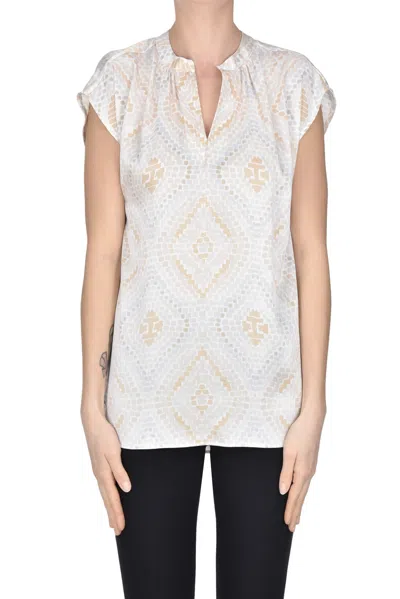 Hemisphere Printed Silk Blouse In White
