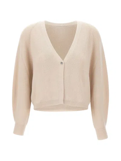 Hemisphere Ribbed-knit V-neck Cardigan In Neutral