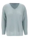 Hemisphere V-neck Ribbed Jumper In Blue