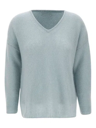 Hemisphere V-neck Ribbed Jumper In Blue