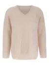 Hemisphere V-neck Ribbed Jumper In Pink