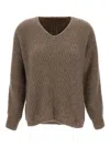 Hemisphere V-neck Sweater In Brown