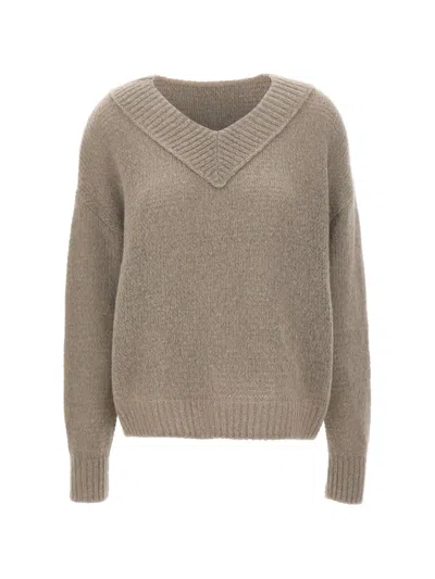Hemisphere V-neck Sweater In Gray