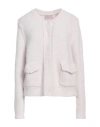 Hemisphere Woman Cardigan Light Grey Size L Cashmere, Cotton In White