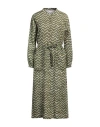 Hemisphere Woman Midi Dress Military Green Size Xl Linen In Green