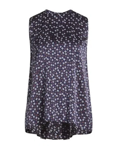 Hemisphere Woman Top Blue Size S Silk, Elastane