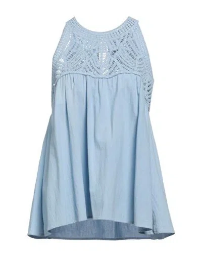 Hemisphere Woman Top Sky Blue Size Xl Cotton