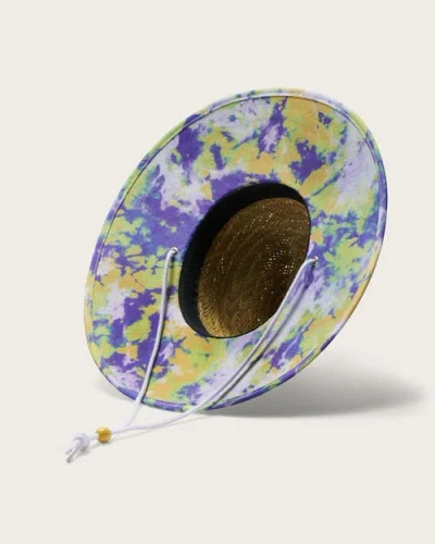 Hemlock Dylan Big Kids Straw Lifeguard Hat In Purple & Green Tie-dye