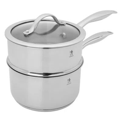 Henckels Aragon 2.5-qt Stainless Steel Saucepan With Lid & Steamer Insert In Gray