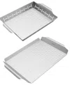 Henckels Bbq 2-pc. Grill Topper And Basket Set In Silver
