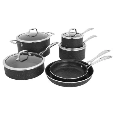 Henckels Capri 10 Piece Aluminum Cookware Set In Black
