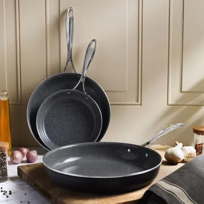 Henckels Capri Ceramic 3-pc Aluminum Ceramic Nonstick Fry Pan Set In Black
