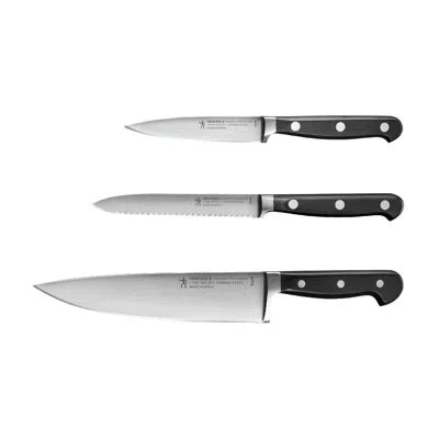 Henckels Classic Precision Starter 3 Piece Assorted Knife Set In Black
