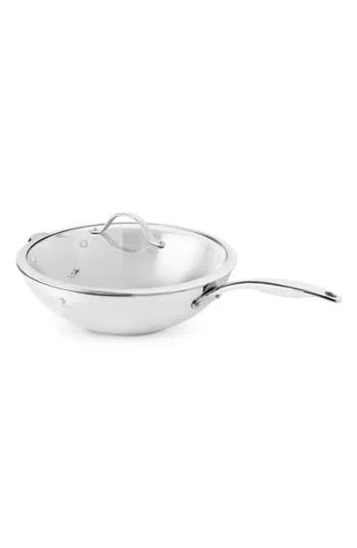 Henckels Cutlery Aragon 12.5-inch Stainless Steel Wok & Lid In Silver