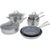 Henckels Cutlery Clad H3 10-piece Stainless Steel & Ceramic Cooking Set In Silver