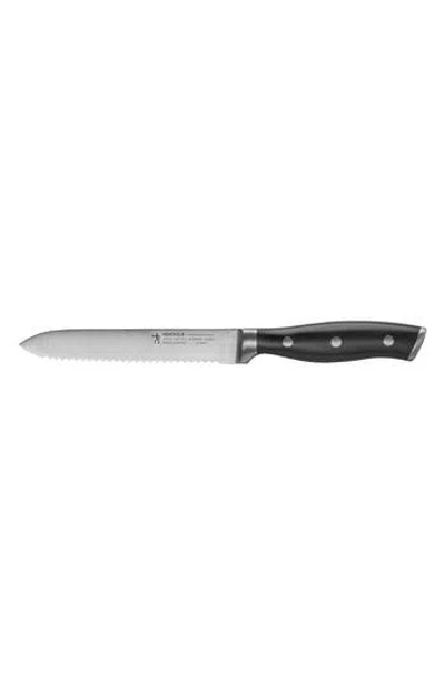 Henckels Cutlery Forged Accent 3.5-inch Serrated Utility Knife In Black