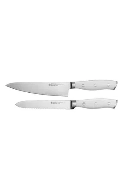 Henckels Cutlery Forged Accent Serrated Utility & Chef's Knife Set In White