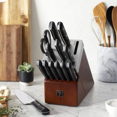 Henckels Dynamic 14-piece Self-sharpening Knife Block Set In Black